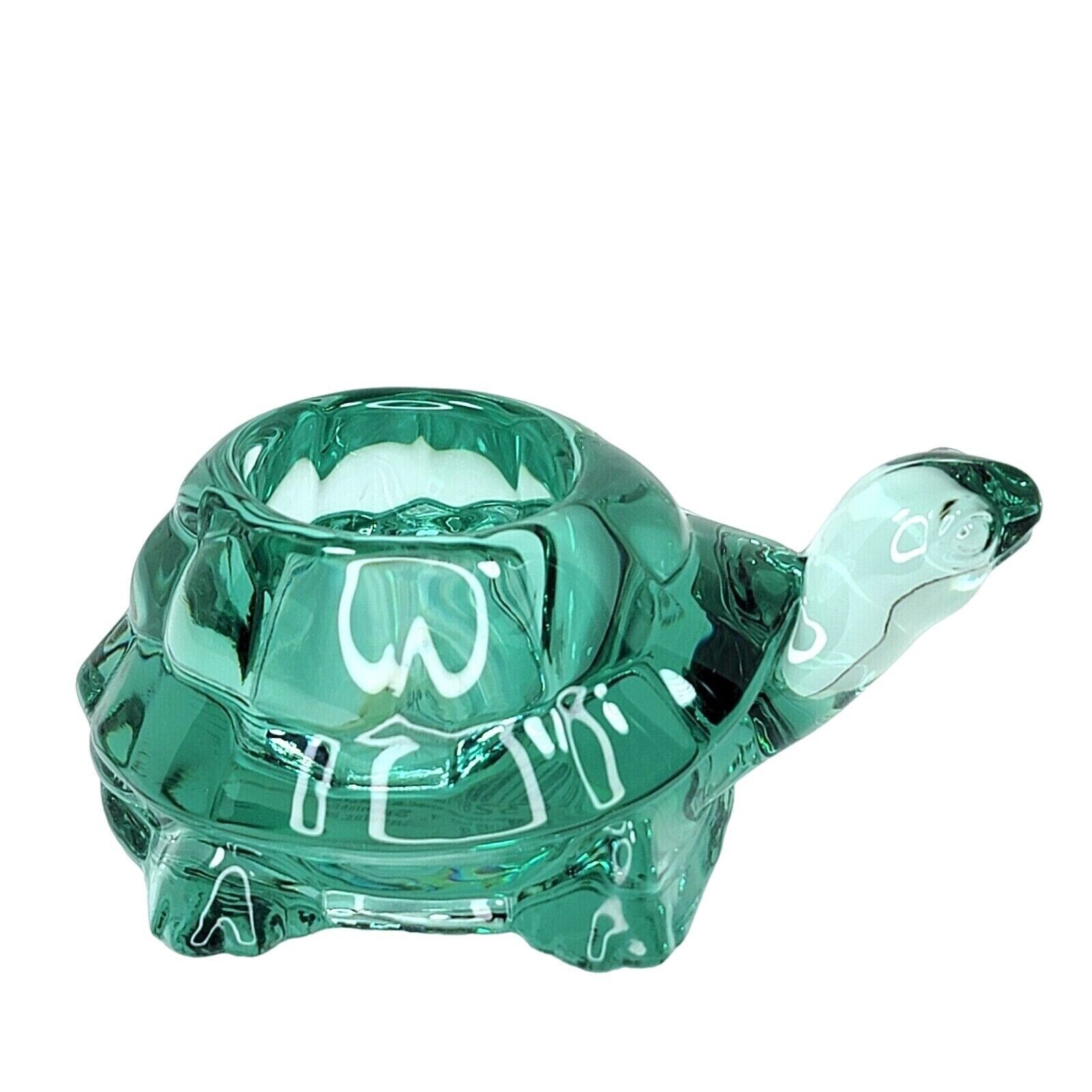 Vtg Indiana Glass Spanish Green Turtle Votive Candle Holder Made USA #12144 EUC