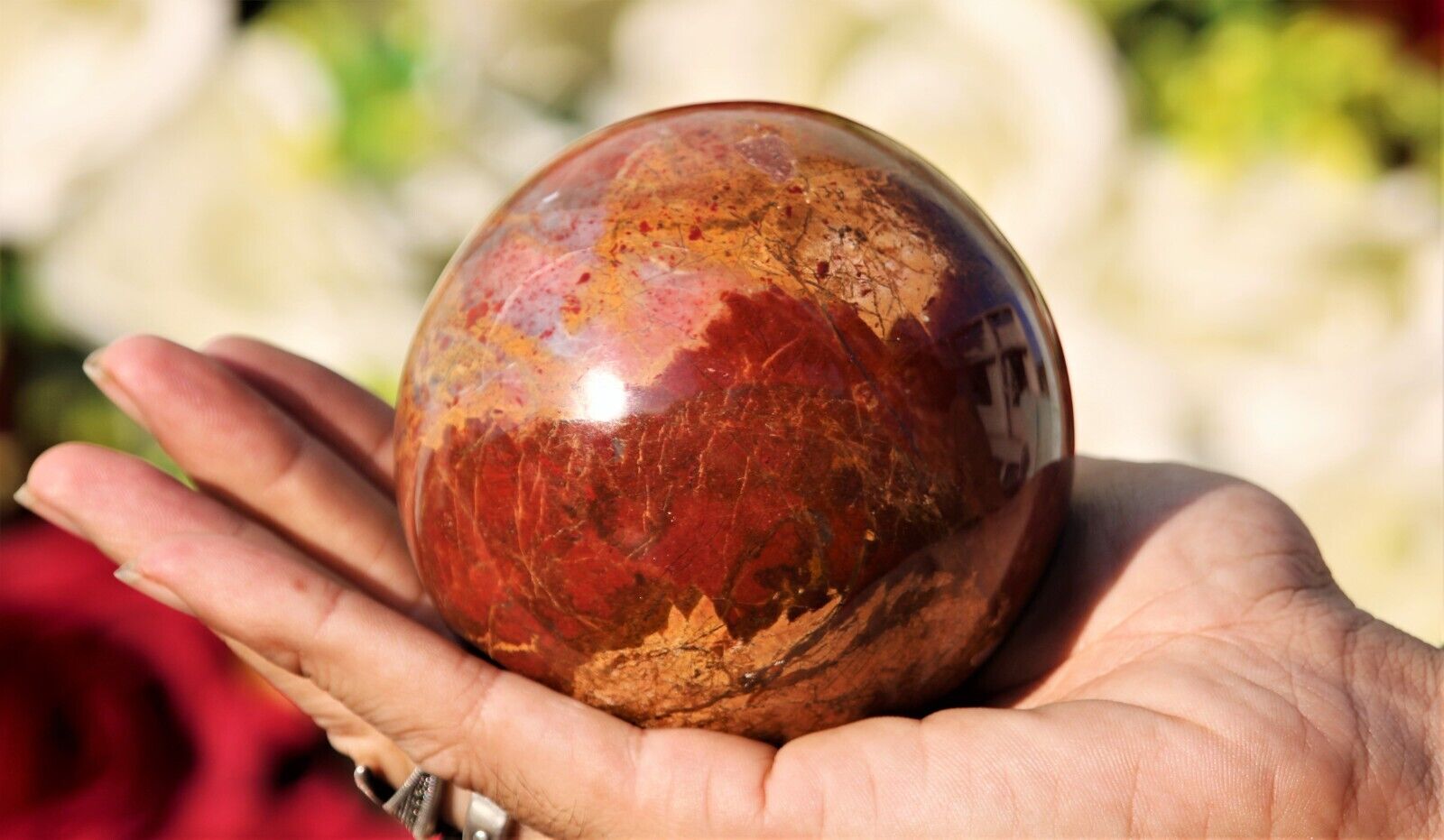 Small 85MM Natural Red Brecciated Jasper Healing Chakra Metaphysical Sphere Ball