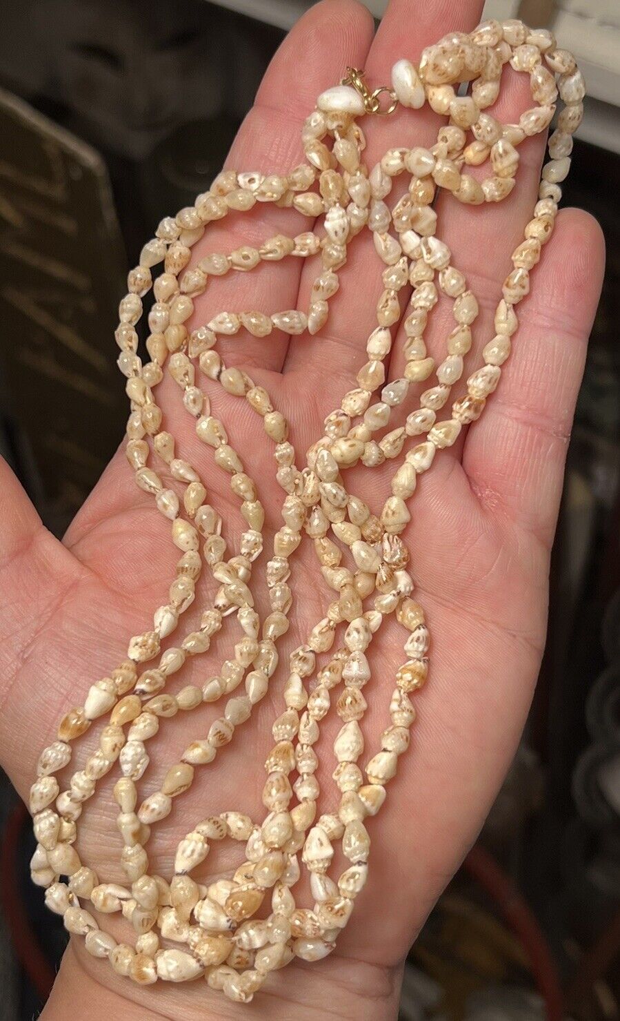 Vintage Hawaiian Niihau Shell Lei 4 Strand Necklace 18”