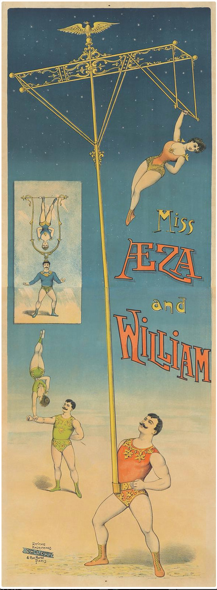 SCARCE-Original French circus litho poster; muscle man, equilibriste
