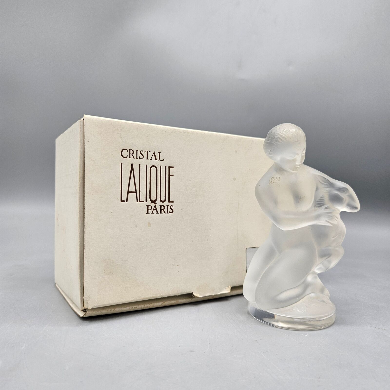 Vintage Lalique France Diana The Huntress & The Fawn Figurine in Original Box