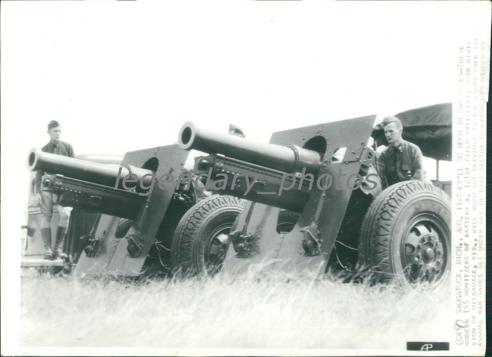 1936 Howitzers Prepare for War Games Original Wirephoto