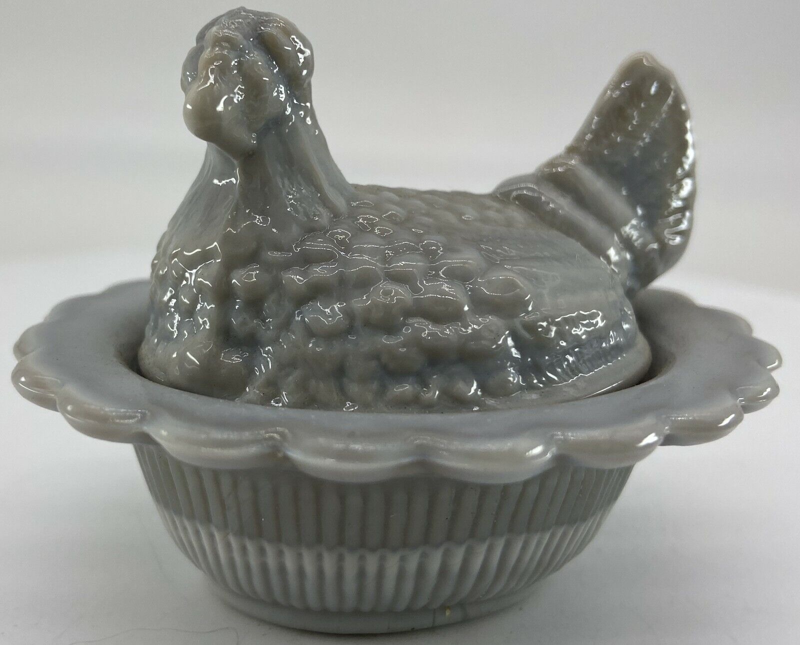 Mini Hen - Chick Salt Cellar Dip - Gray Marble Glass - Mosser USA