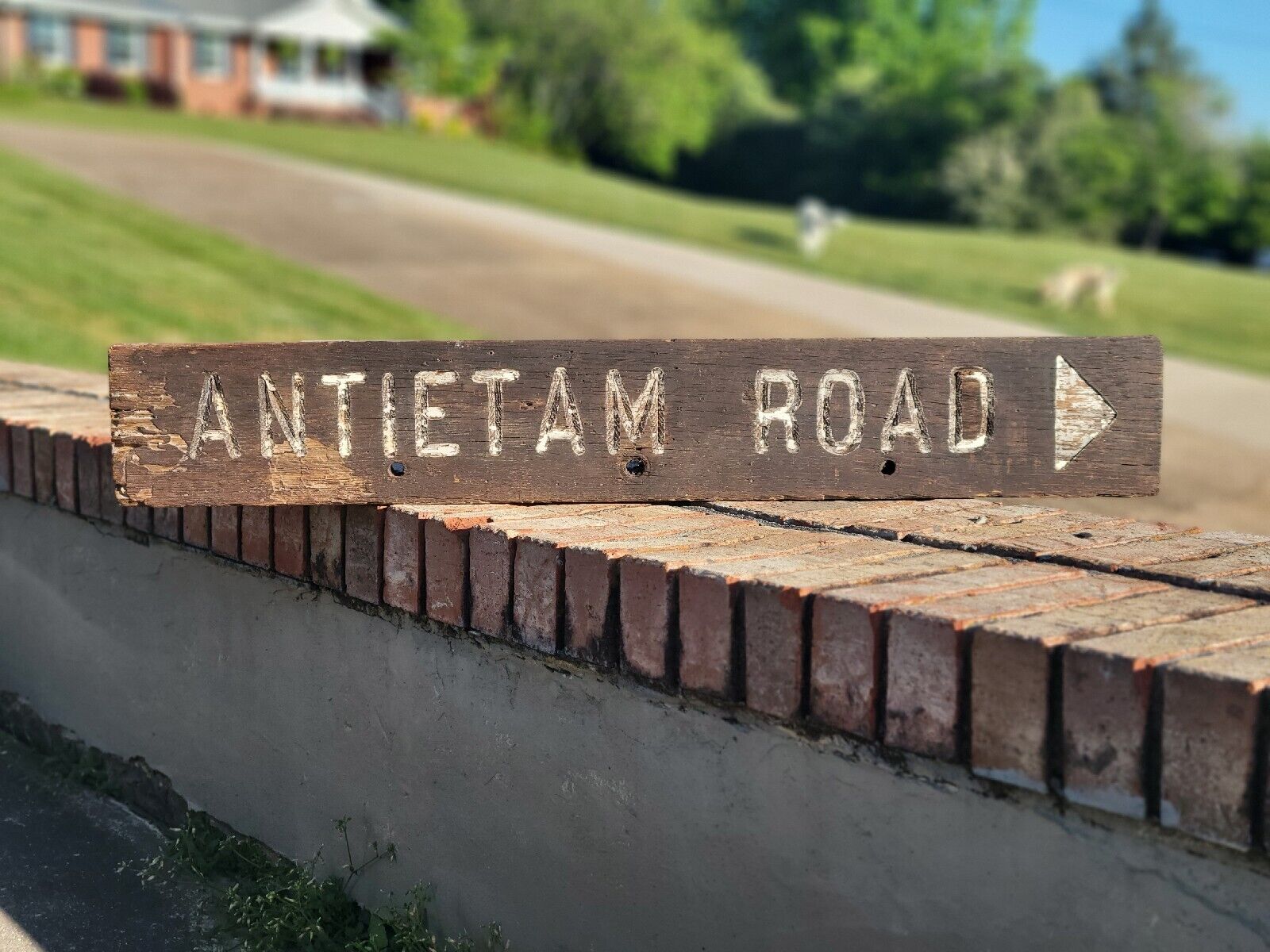 Civil War Sign Battlefield Antietam Road National Park Sign Marker
