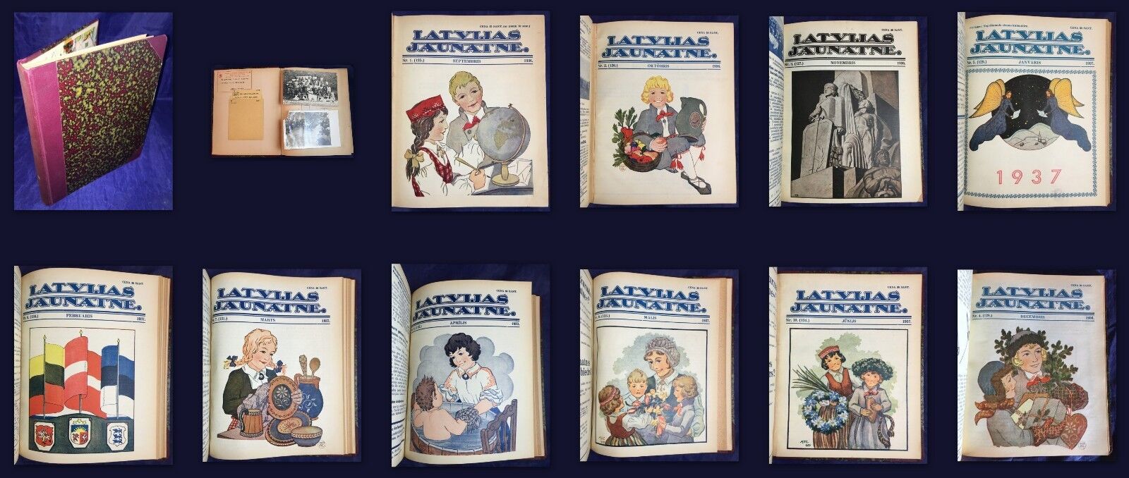 Latvian Red Cross LATVIAN YOUTH Newspaper Mag 10 issues bound 1936-1937 #125-134