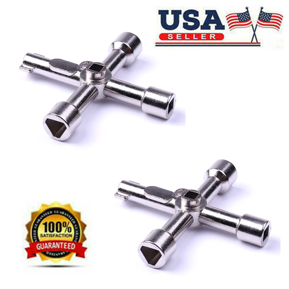 2X 4 Way Universal Cross Square Triangle Electrical Cabinet Utilities Key Wrench