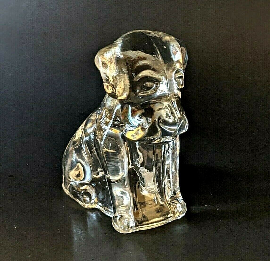 Vintage Mopey Dog Candy Holder Container - Federal Glass Clear  1940\'s 