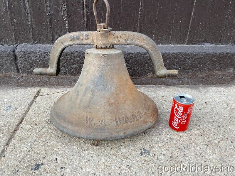 Antique Cast Iron Old Heavy Duty w s Harrington Mansfield bell.