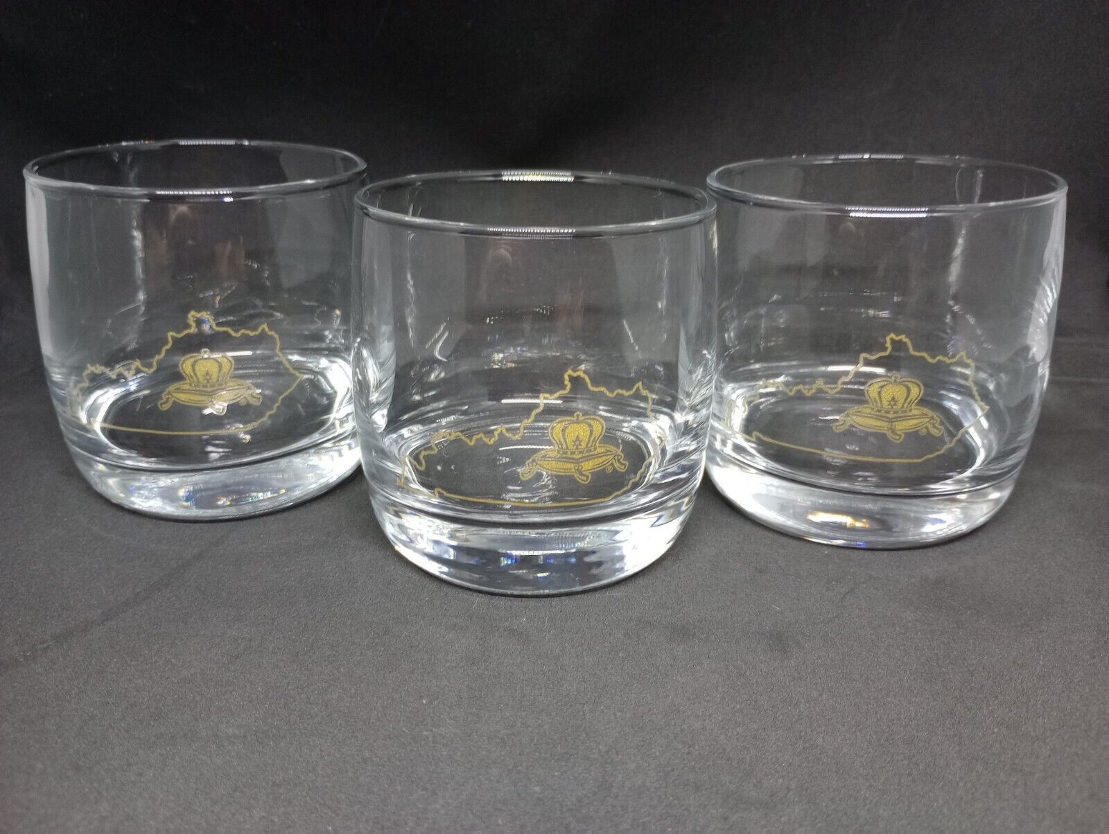 Set Of 3 Crown Royal Kentucky Etched Sipping Glasses