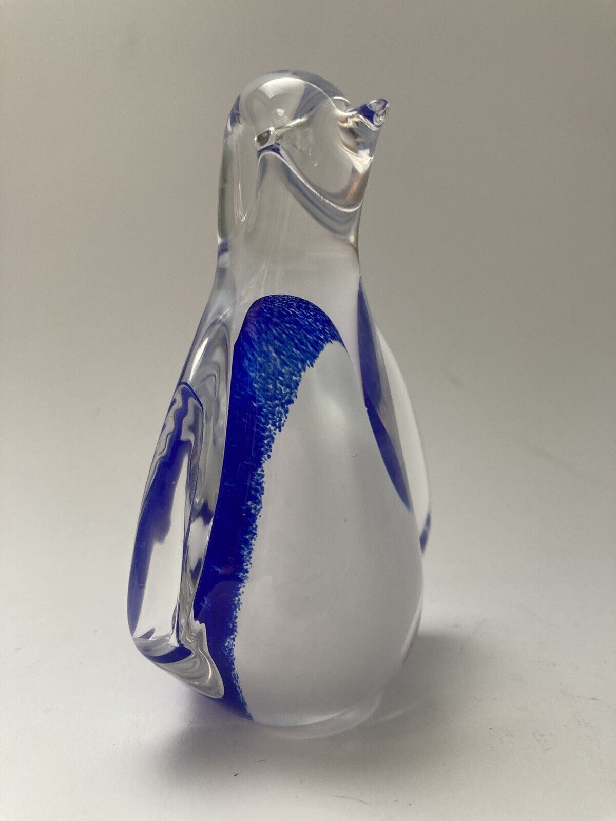 hand blown glass penguin figurine Blue Murano
