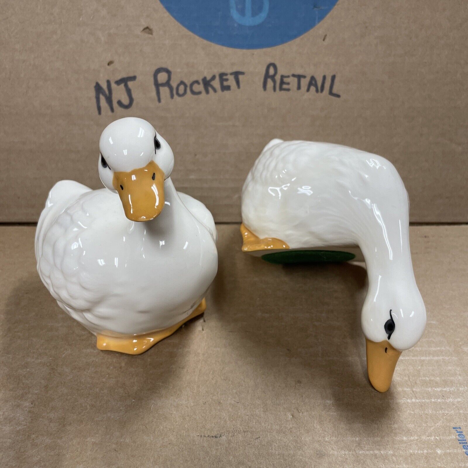 Vintage Lasting Products Hand Painted Delicate Shelf Sitter Geese (2) - USA