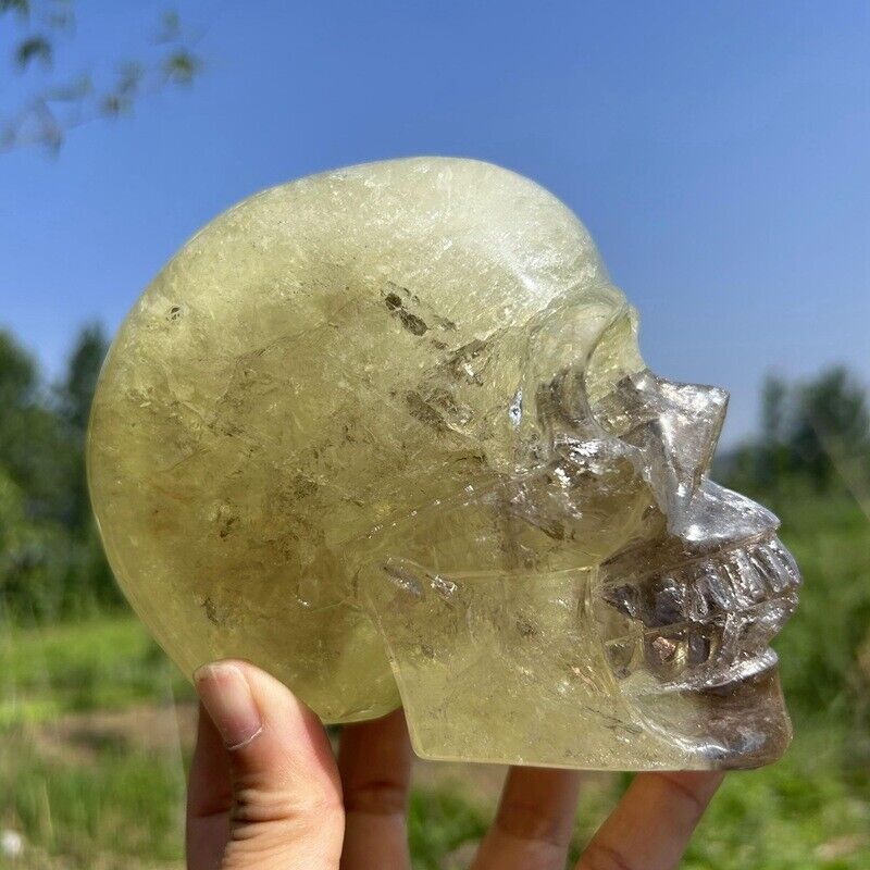 4.22LB Natural Citrine Skull Quartz Hand Carved Crystal skull Reiki healing Gem