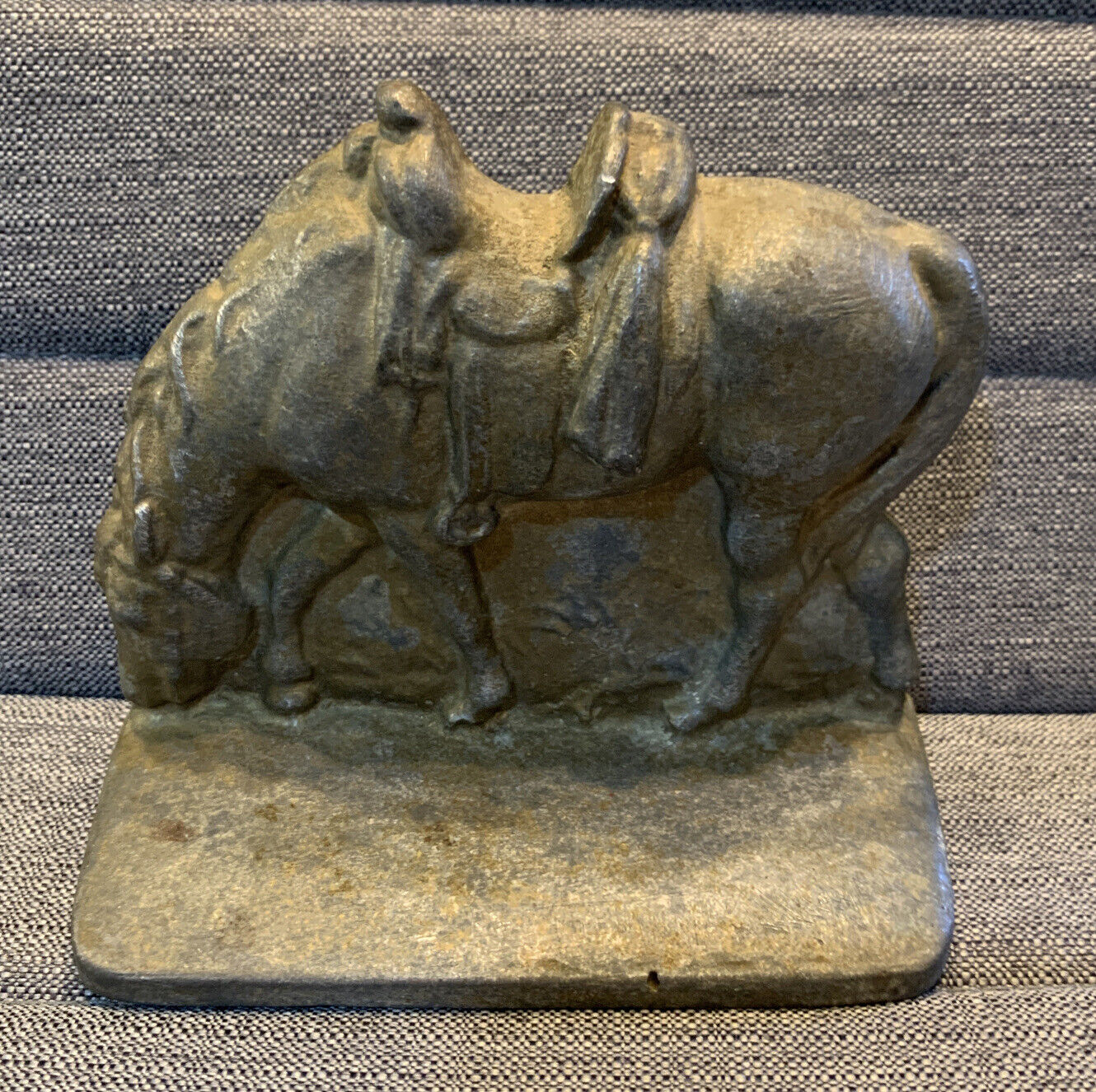 Vintage Bookend Cast Metal Grazing Horse Bookend