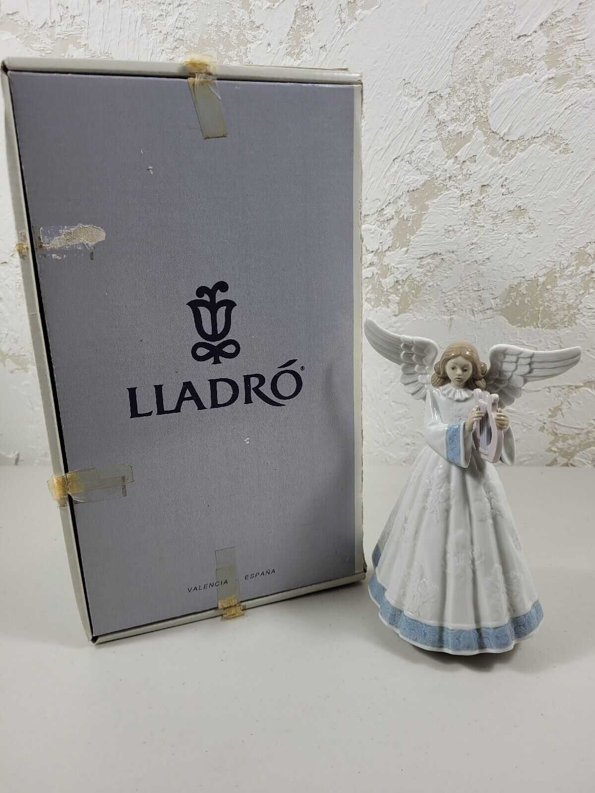 Lladro Heavenly Harpist #5830 Angel Navidad Con Lira 1991 Retired Original Box