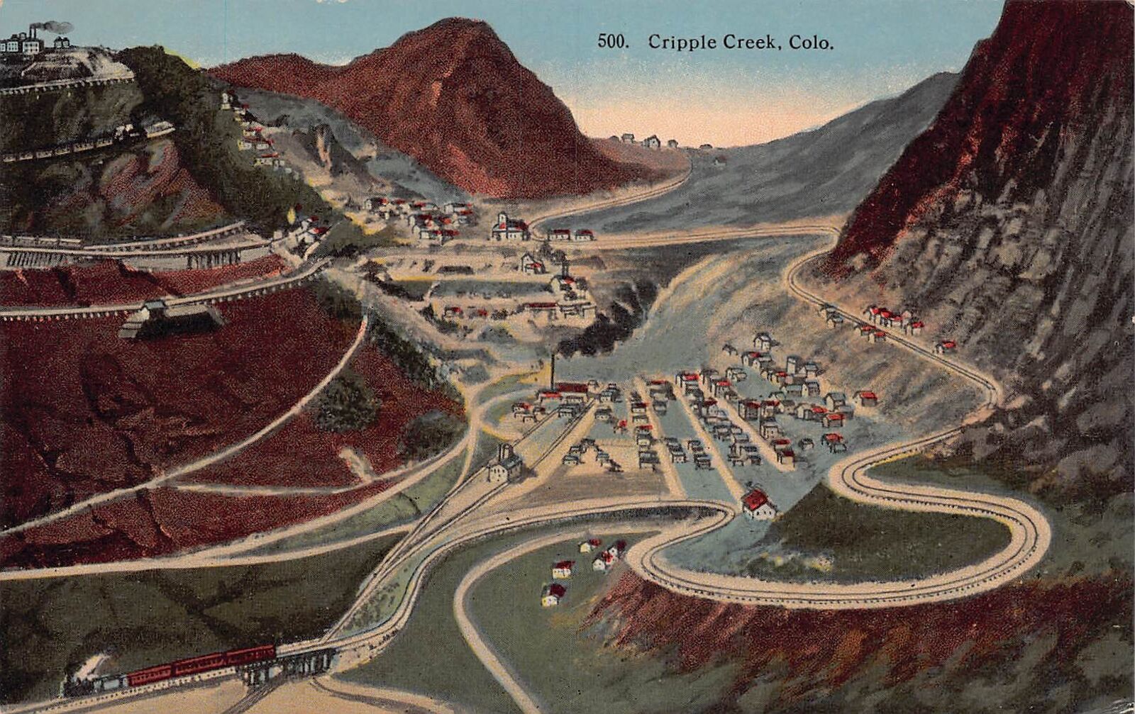 J79/ Cripple Creek Colorado Postcard c1910 Mining Homes Mountains 277