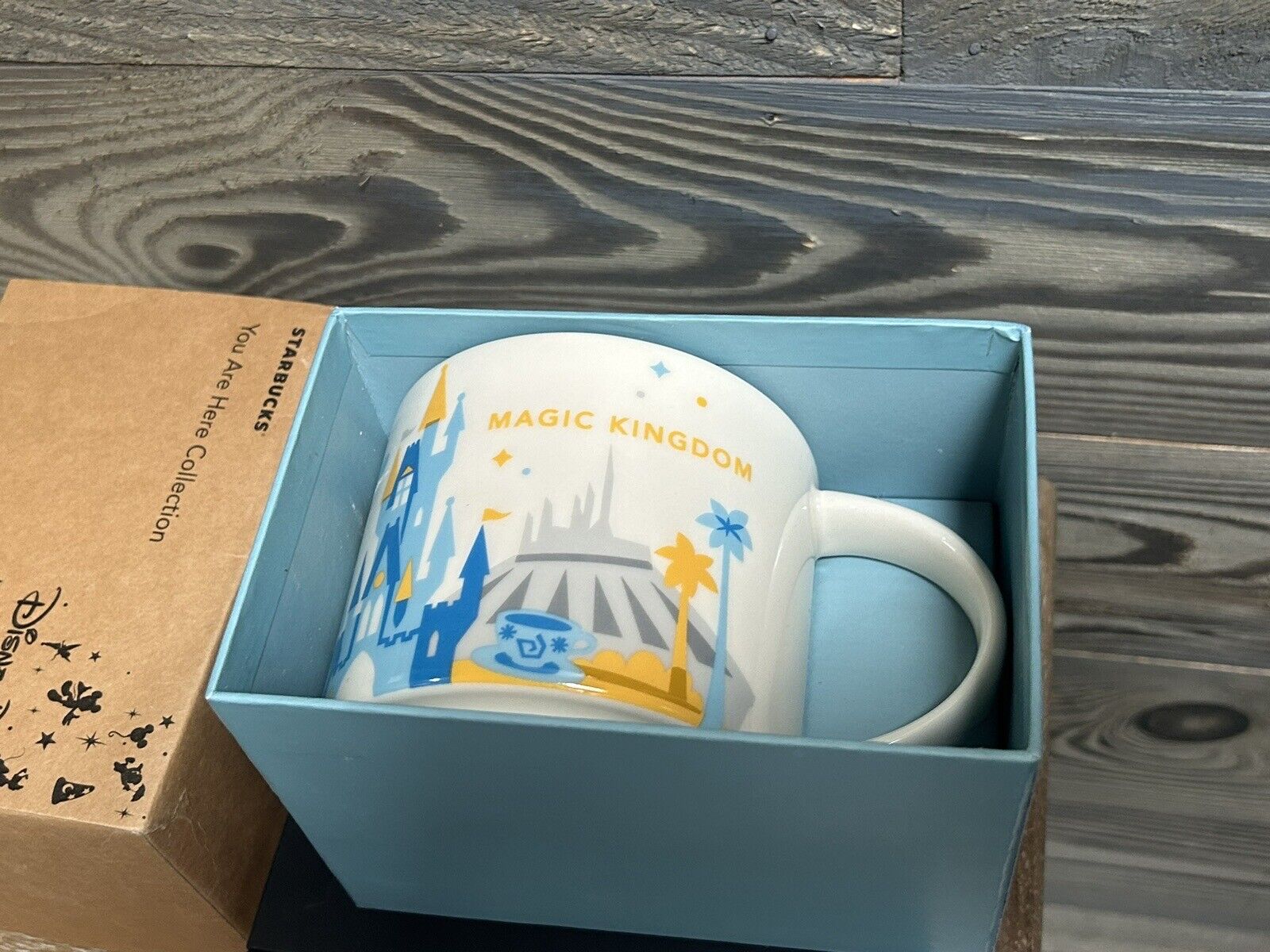 Disney Magic Kingdom Starbucks coffee Cup Mug 14oz You Are Here Collection NEW