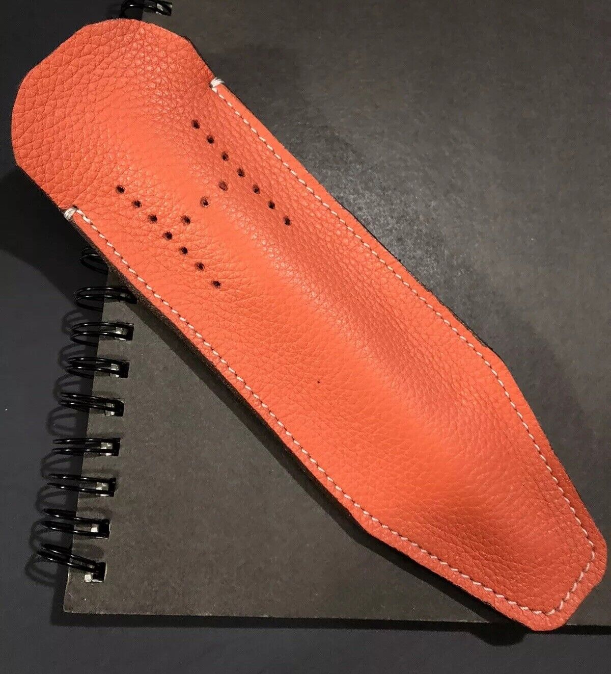 Made In USA Hermes Orange Leather H Pen Sleeve For Mont Blanc and Luxury Pens