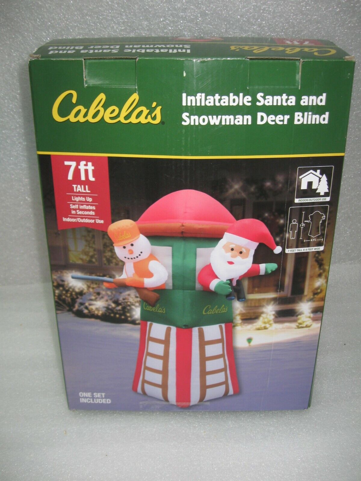 NEW 7' Cabelas Santa & Snowman Hunting In Tree Stand Deer Blind Inflatable