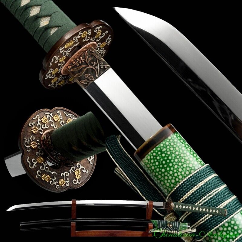 Handmade T10 Steel Katana Mirror Polish Japanese Samurai Sword Full Tang #1224