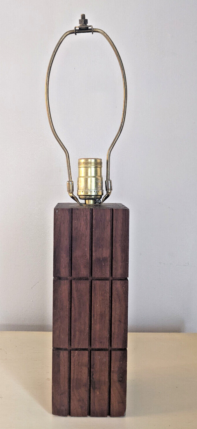 Vintage Mid Century Modern Gruvwood Slat Table Lamp Bedside Danish MCM style