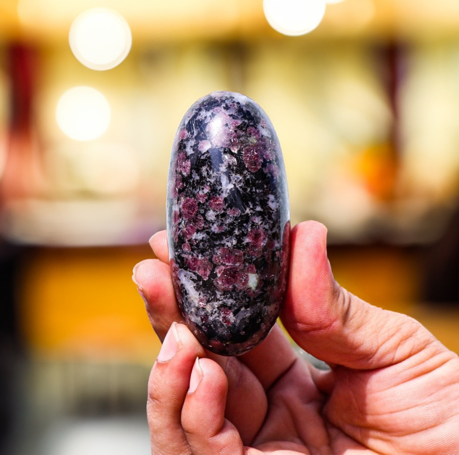 Small 85MM Natural Pink Eudialyte Crystal Minerals Chakra Metaphysical Lingam