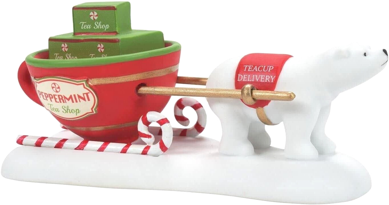 Teacup Delivery Service Department 56 North Pole Village 6011407 Christmas bear