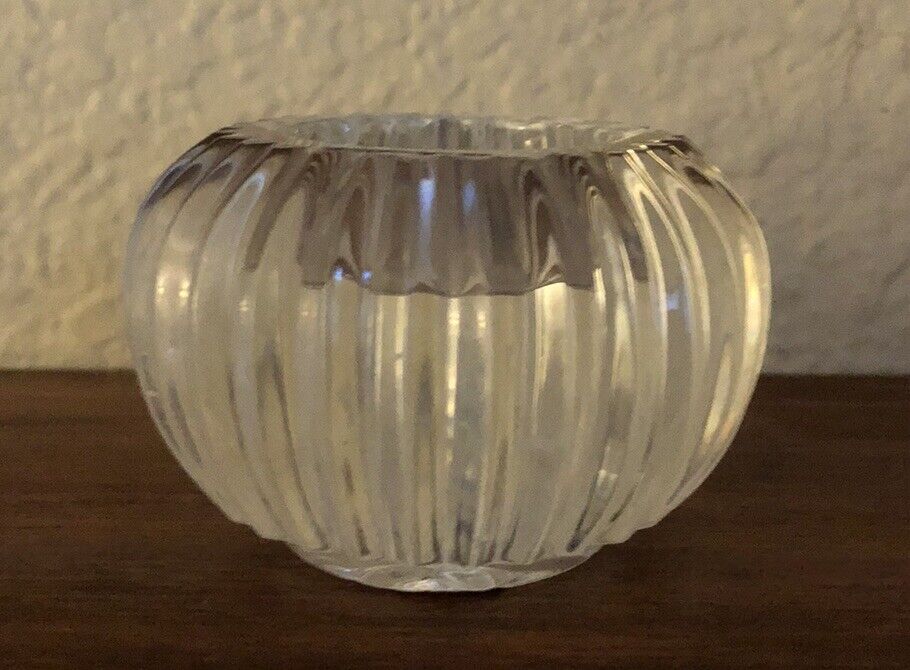 WATERFORD Crystal Ribbed Column Round Votive Tealight Candle Holder 3-1/8\