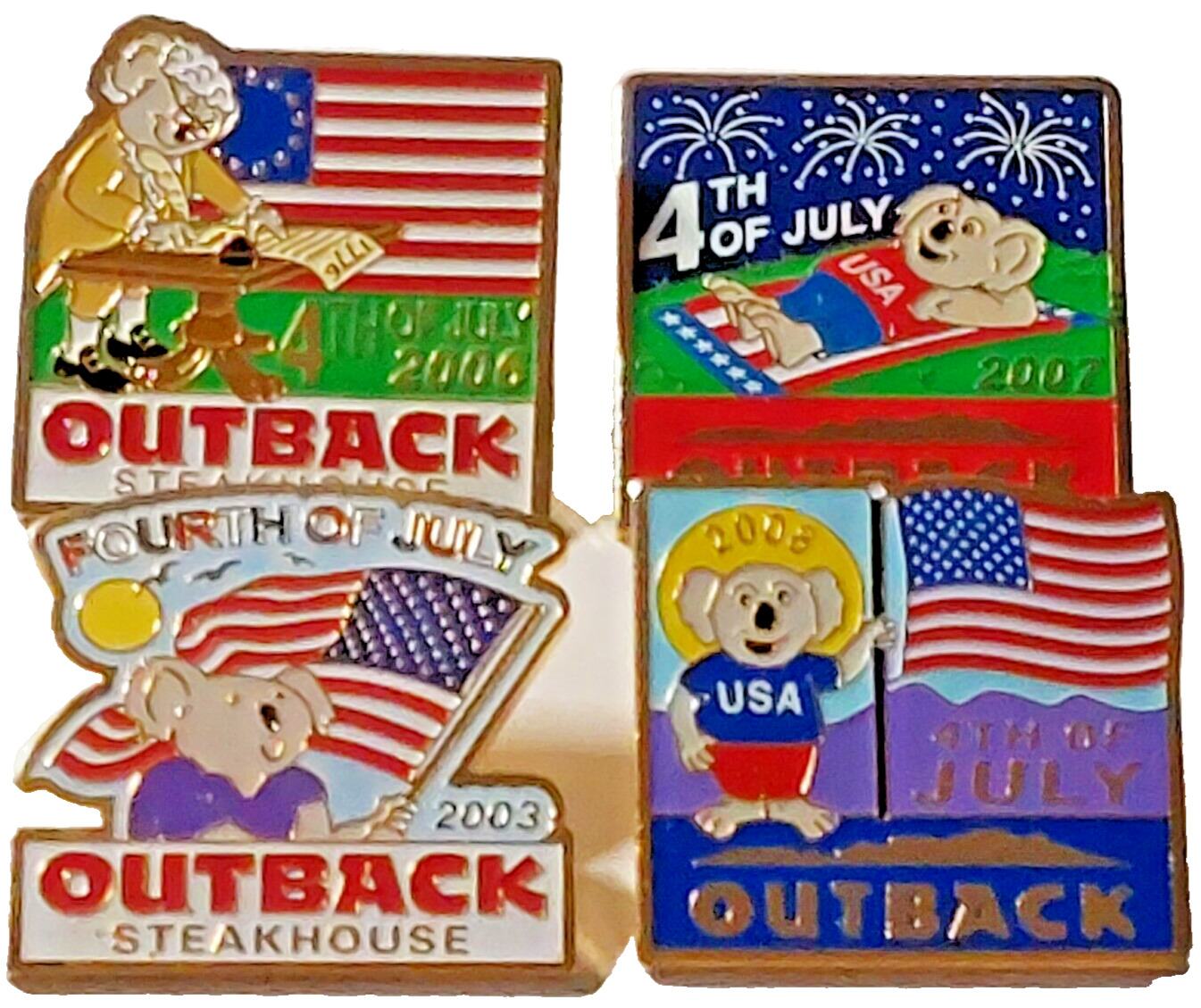 Outback Steakhouse Restaurant 4th of July Lapel Pins Lot of 4