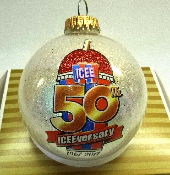 ICEE 50th Anniversary Glass Ball Christmas Ornament, In Box