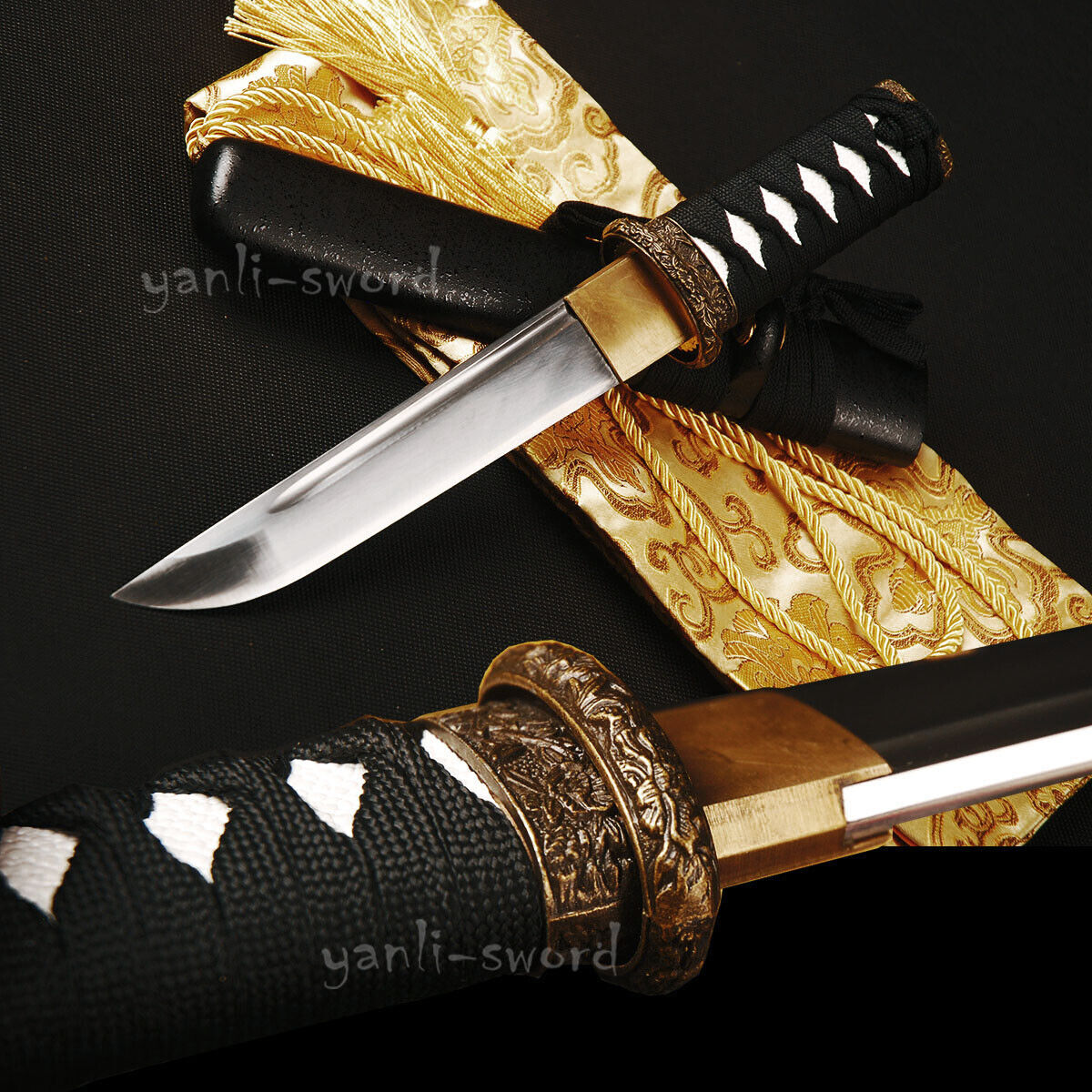 Self-defense Japanese Samurai Tanto Sword Sharp Knife Shiny Carbon Steel Blade