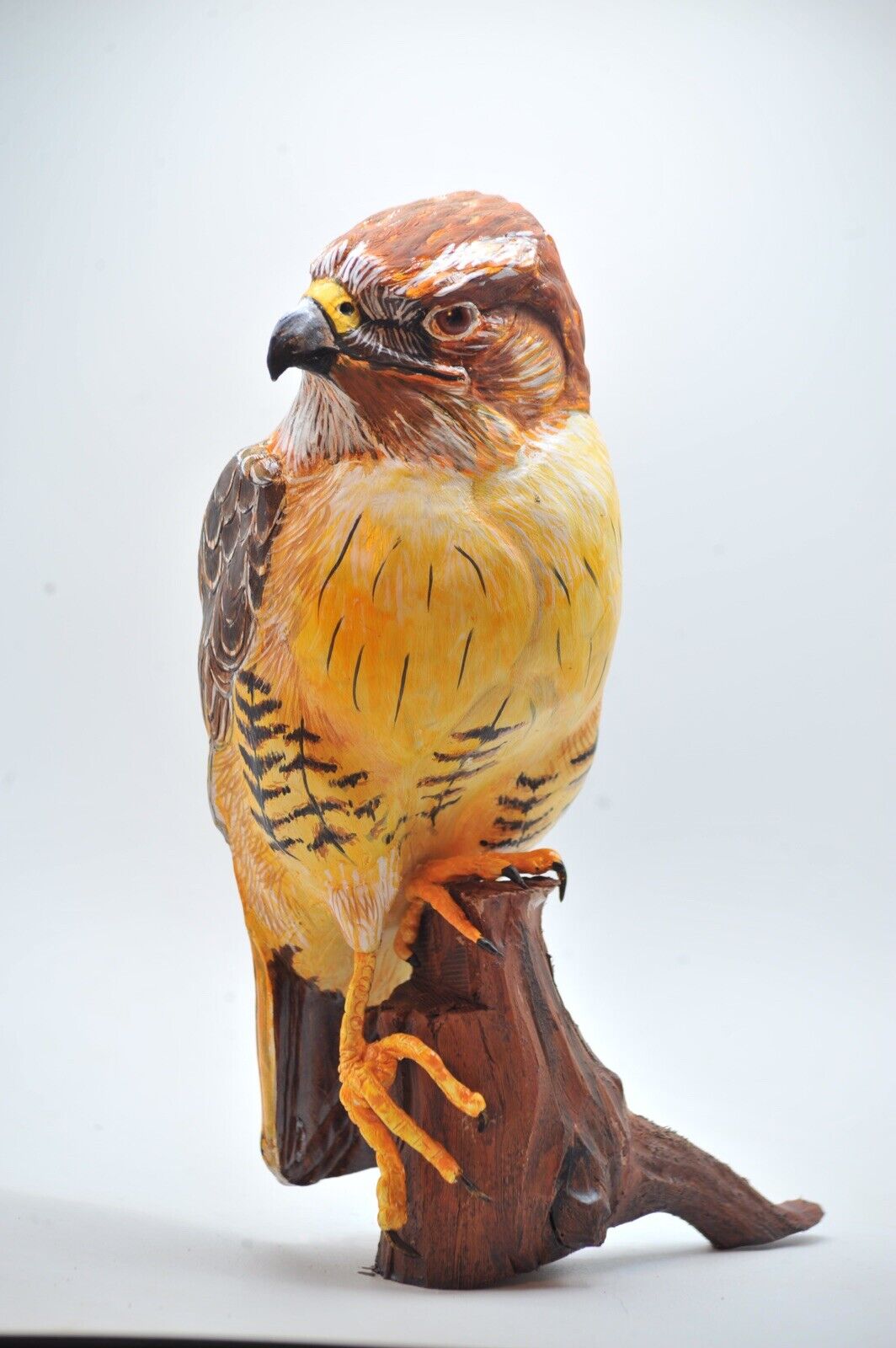 1/2size Red Tail Hawk scupture,fine Wood Carving