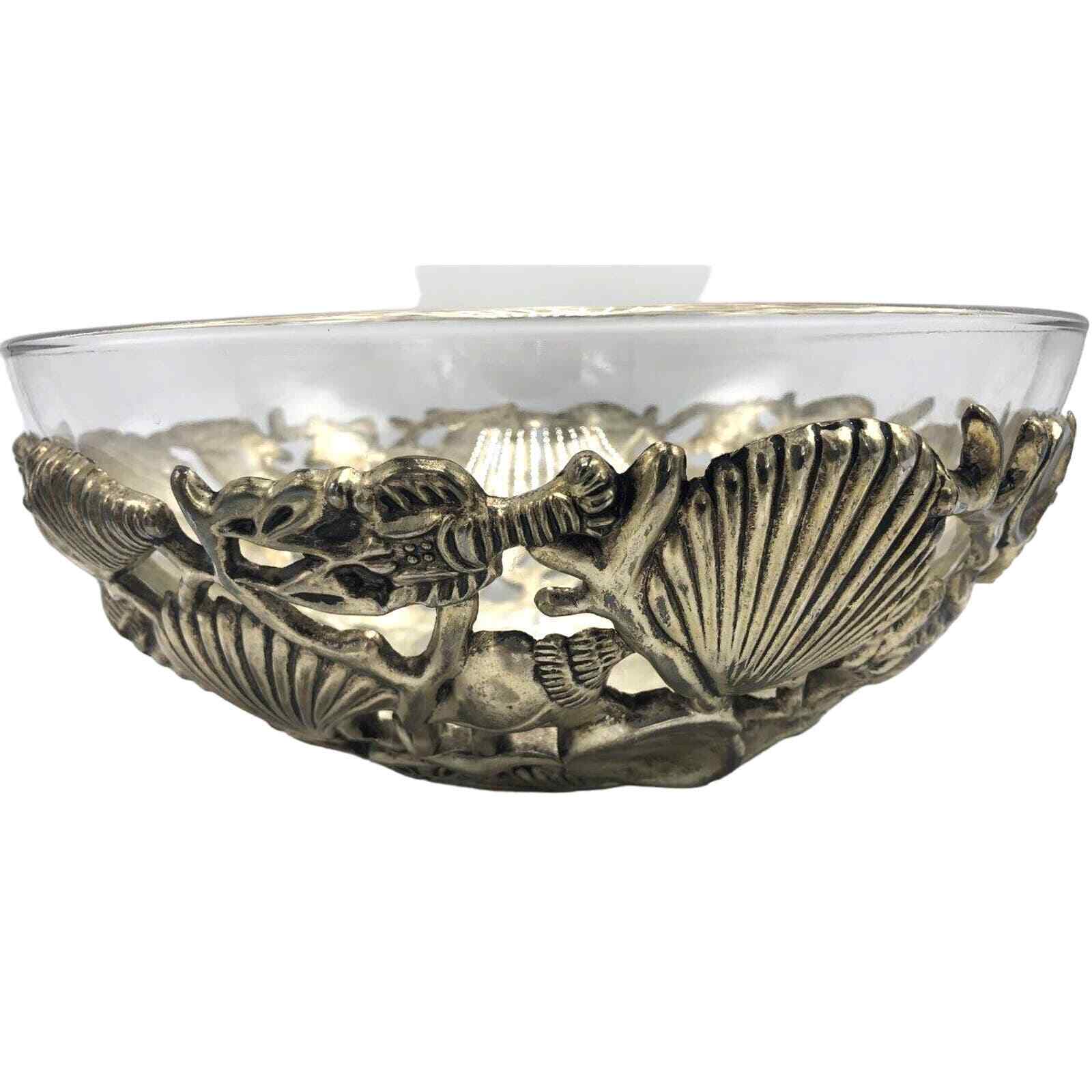 Godinger Art Co. Sea Treasures Silverplate Bowl & Clear Glass Liner 10