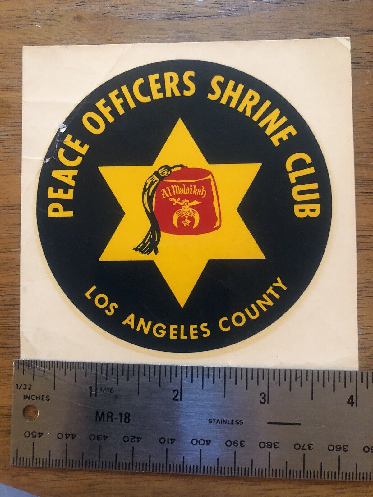 Vintage Peace Officer Shrine Club Water Transfer Decal