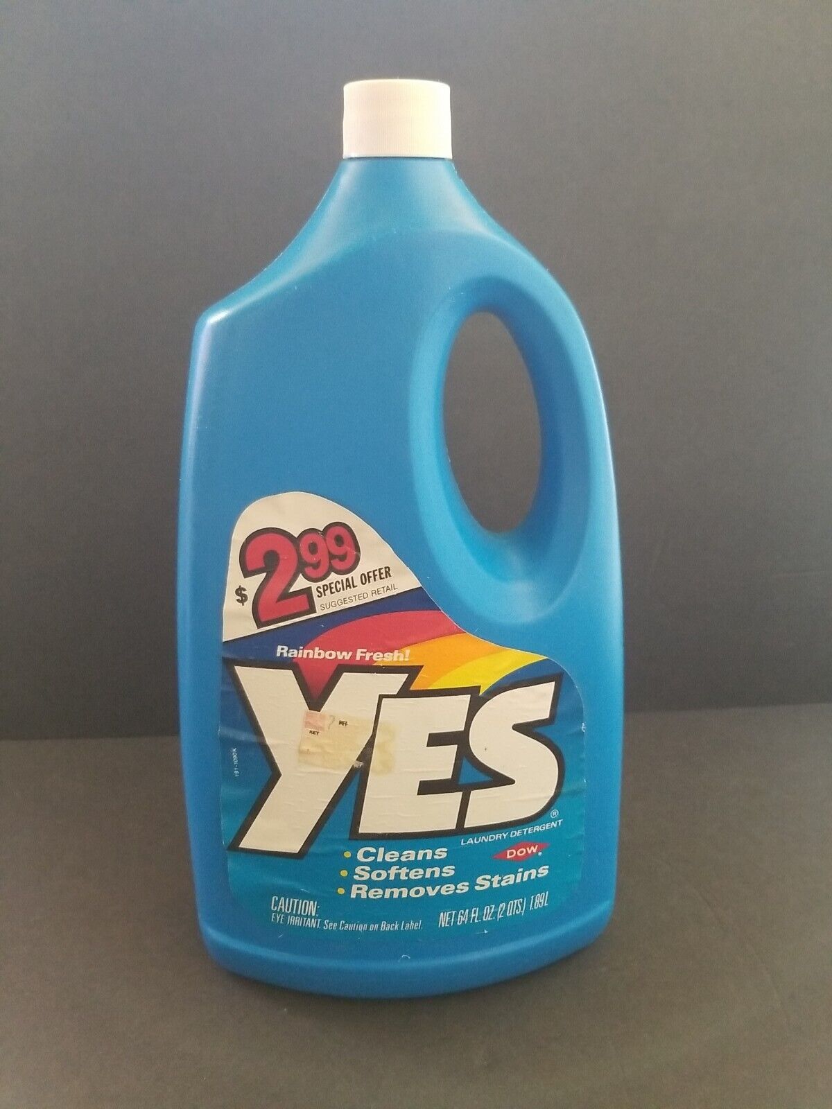 Discontinued 1989 Yes Laundry Detergent 90% Liquid of 64 oz Bottle Dow  READ