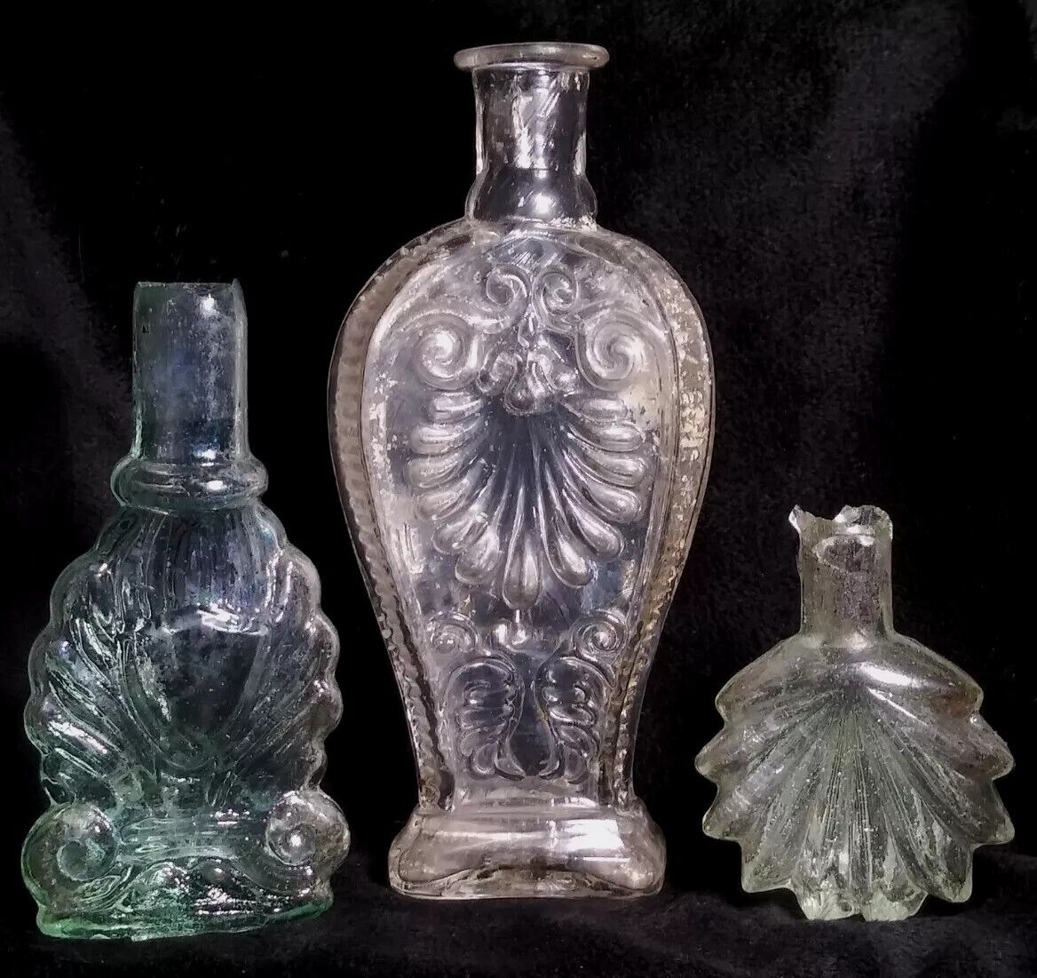 Estate Lot Of 3 RARE Victorian Circa 1850's Fancy Perfume 3 Nice Ornate Bottles 