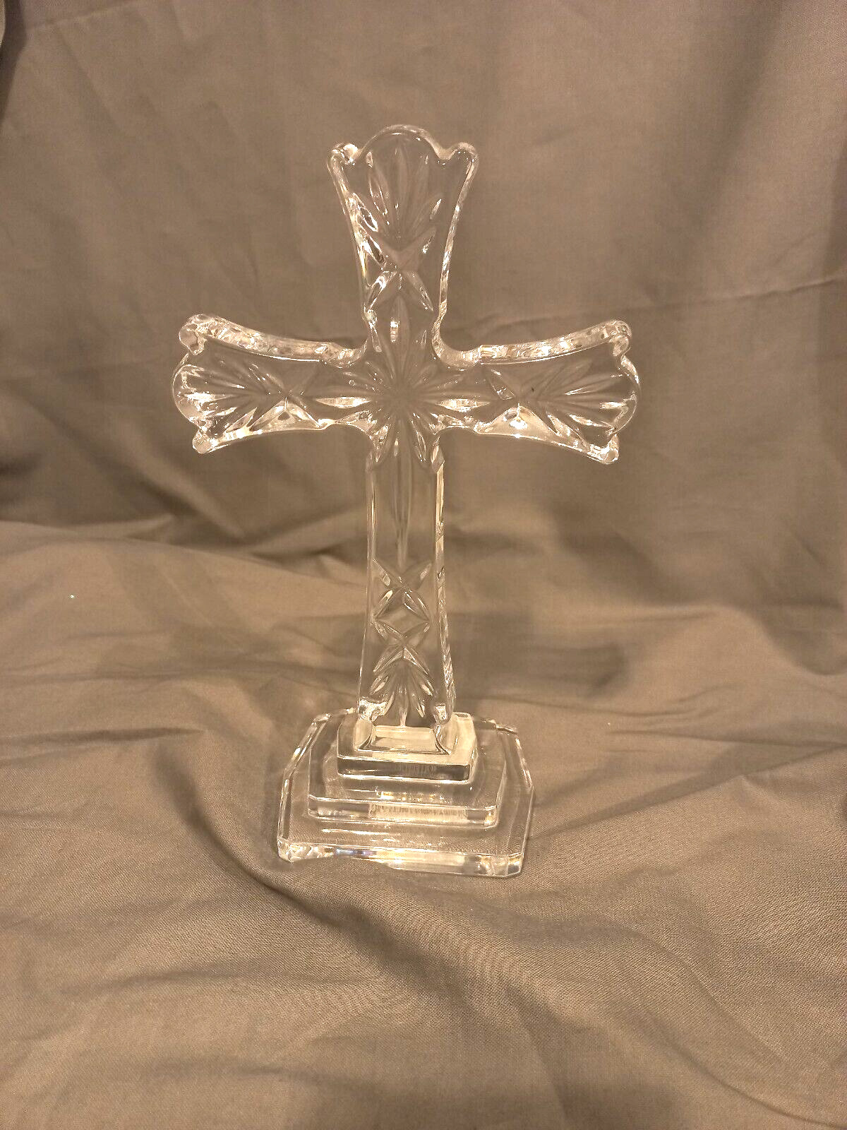 WATERFORD Crystal Cross Statue 8 Inches Tall Gorgeous Signed
