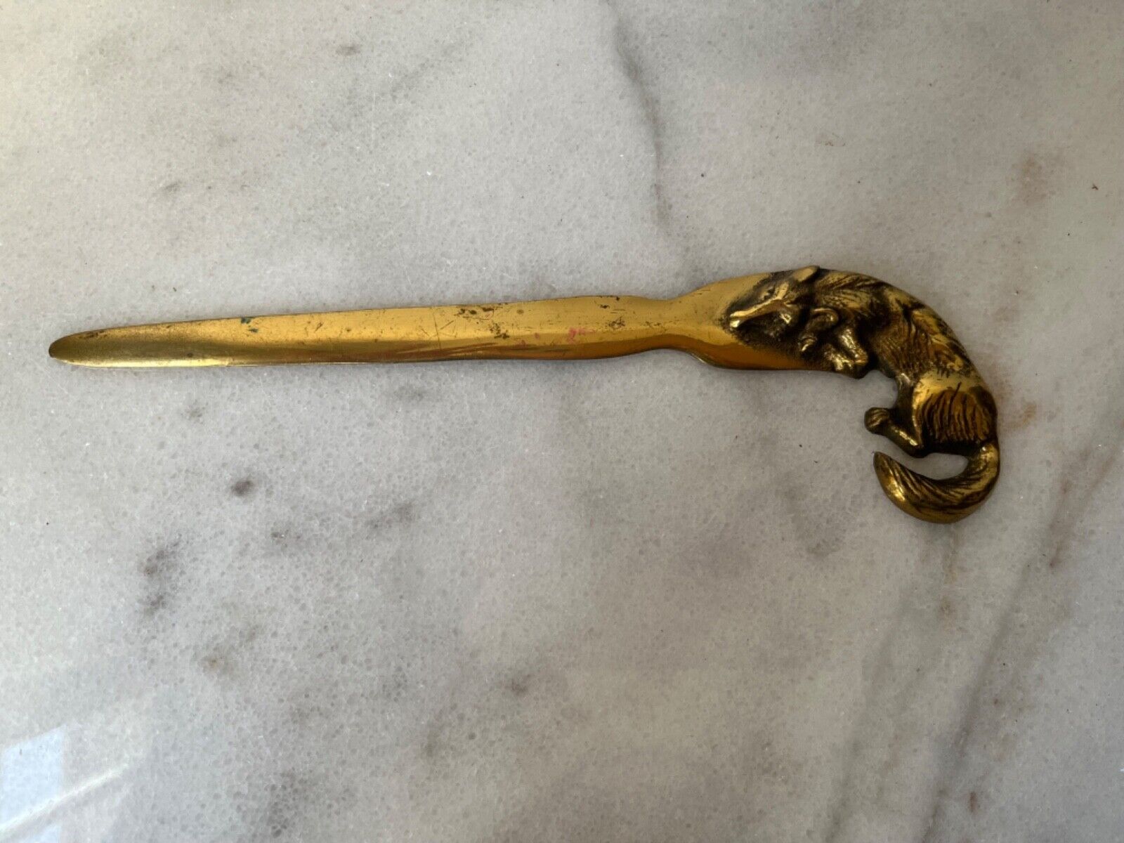 Vintage Letter Opener Fox brass gold knife letter opener 8”