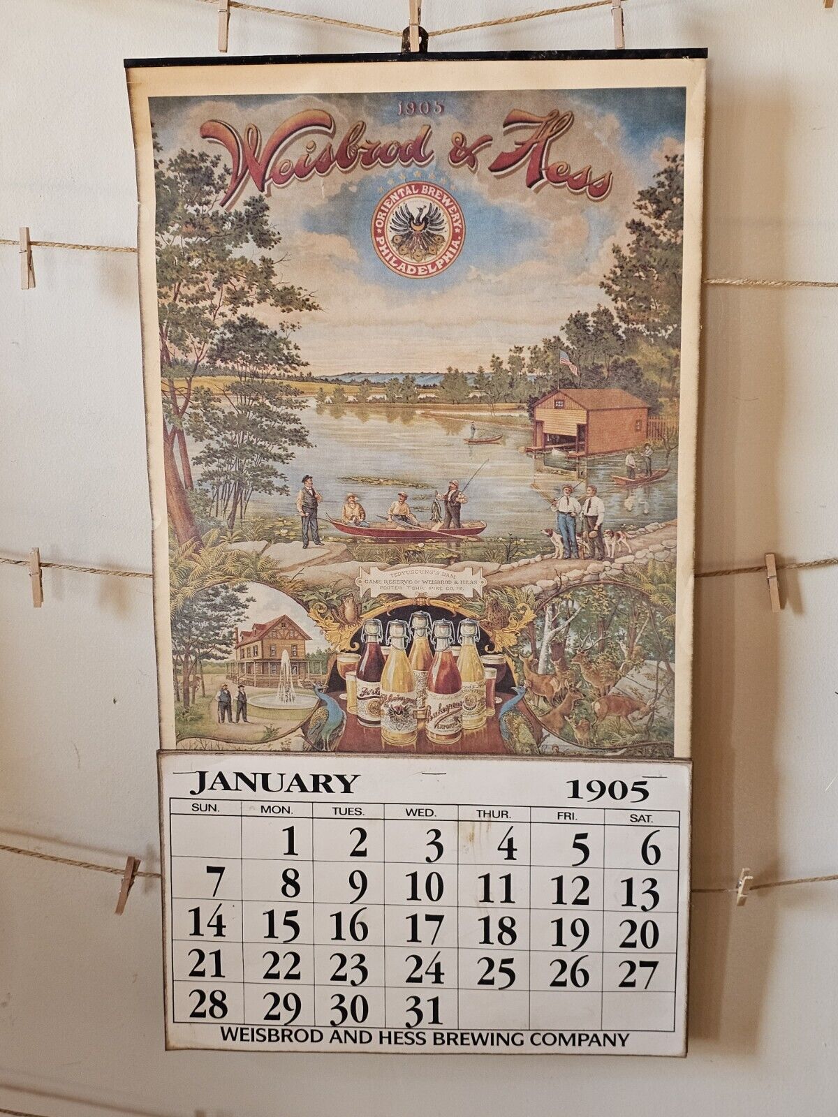 Antique 1905 Complete Calendar Collectible Breweriana WEISBROD &HESS Brewing Co.
