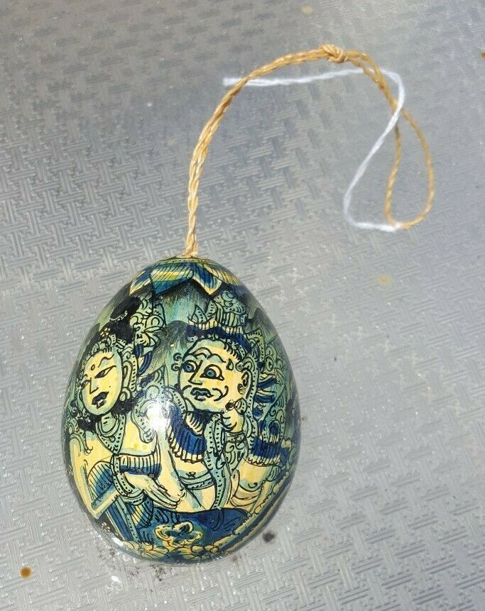 Painted Egg Asian Themed Dragon Yellows, Blues, Green 3\