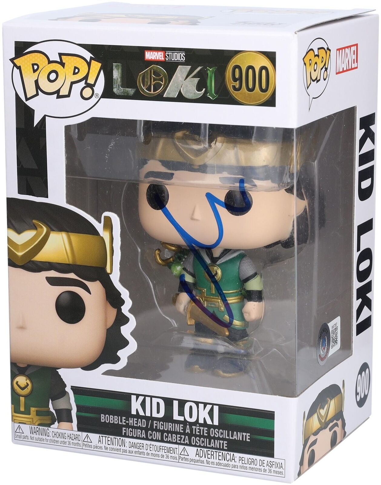 Matt Damon Loki Autographed Kid Loki #900 Funko Pop Figurine BAS