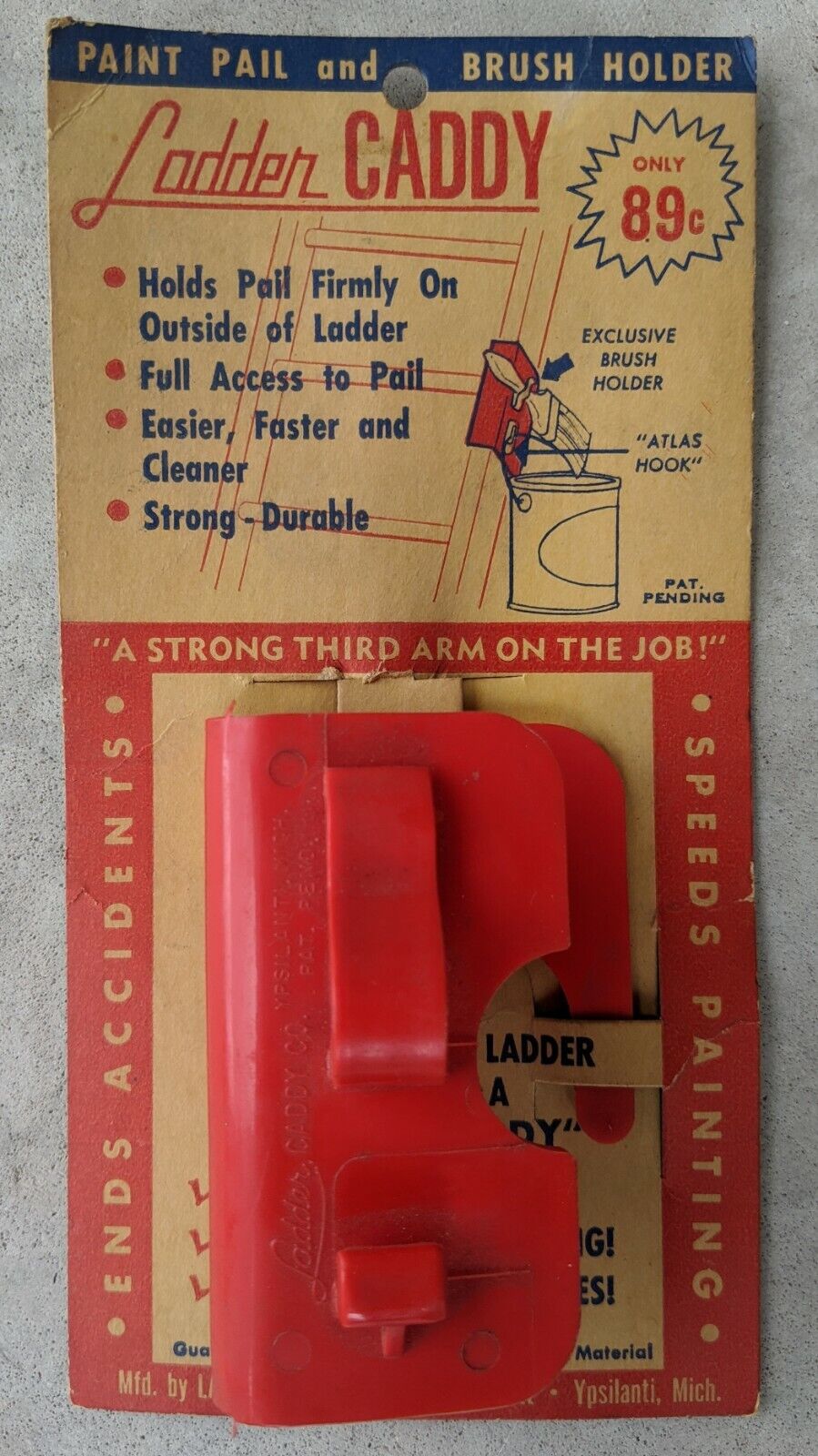 Vintage New NOS Ladder Caddy Co. Paint Can & Brush Holder Plastic Ypsilanti, MI