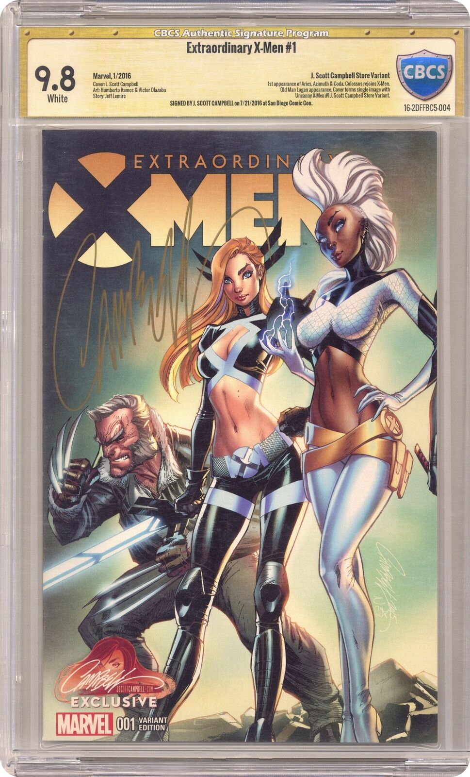 Extraordinary X-Men #1 Campbell JSC Variant CBCS 9.8 Signed Campbell/ Diego 2016