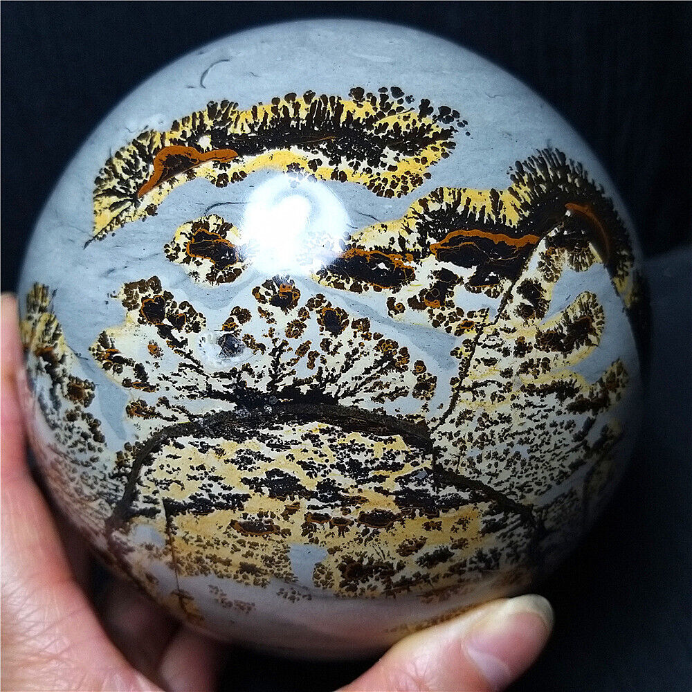 2840G Natural Polished Colored Chinese Painting Agate Crystal Ball Healing  B327