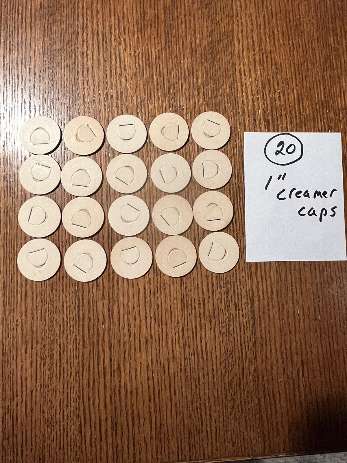 Lot of 20 small creamer caps milk caps 1” in diameter