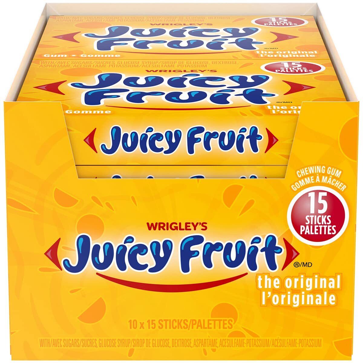 Wrigleys Juicy Fruit Original Sticks - 10x15/150ct