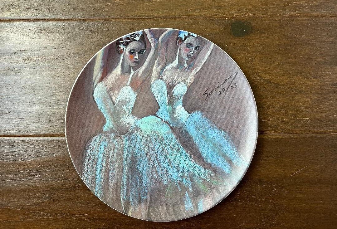 Exquisite ballerina plate by pastel artist Sonigblue ,unique work of art 