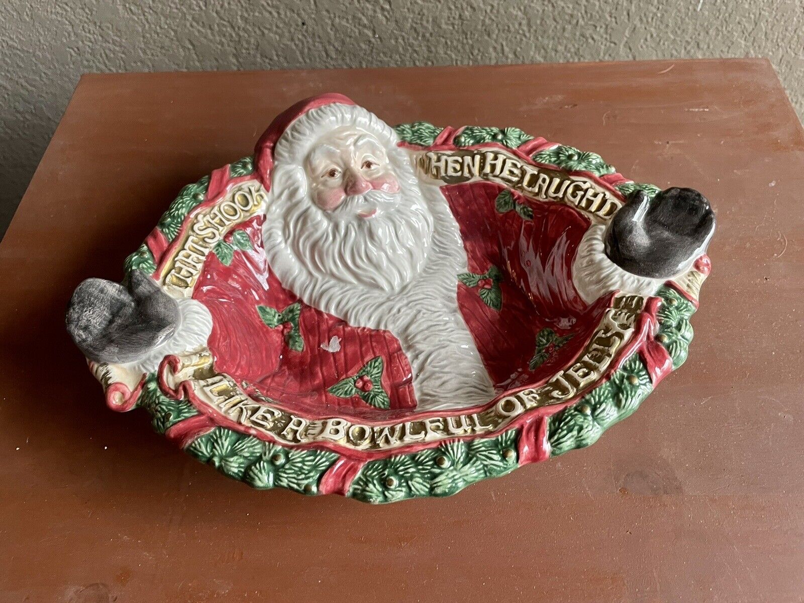 Vintage Fitz and Floyd Santa bowl, 1994 Fitz and Floyd Santa Candy bowl