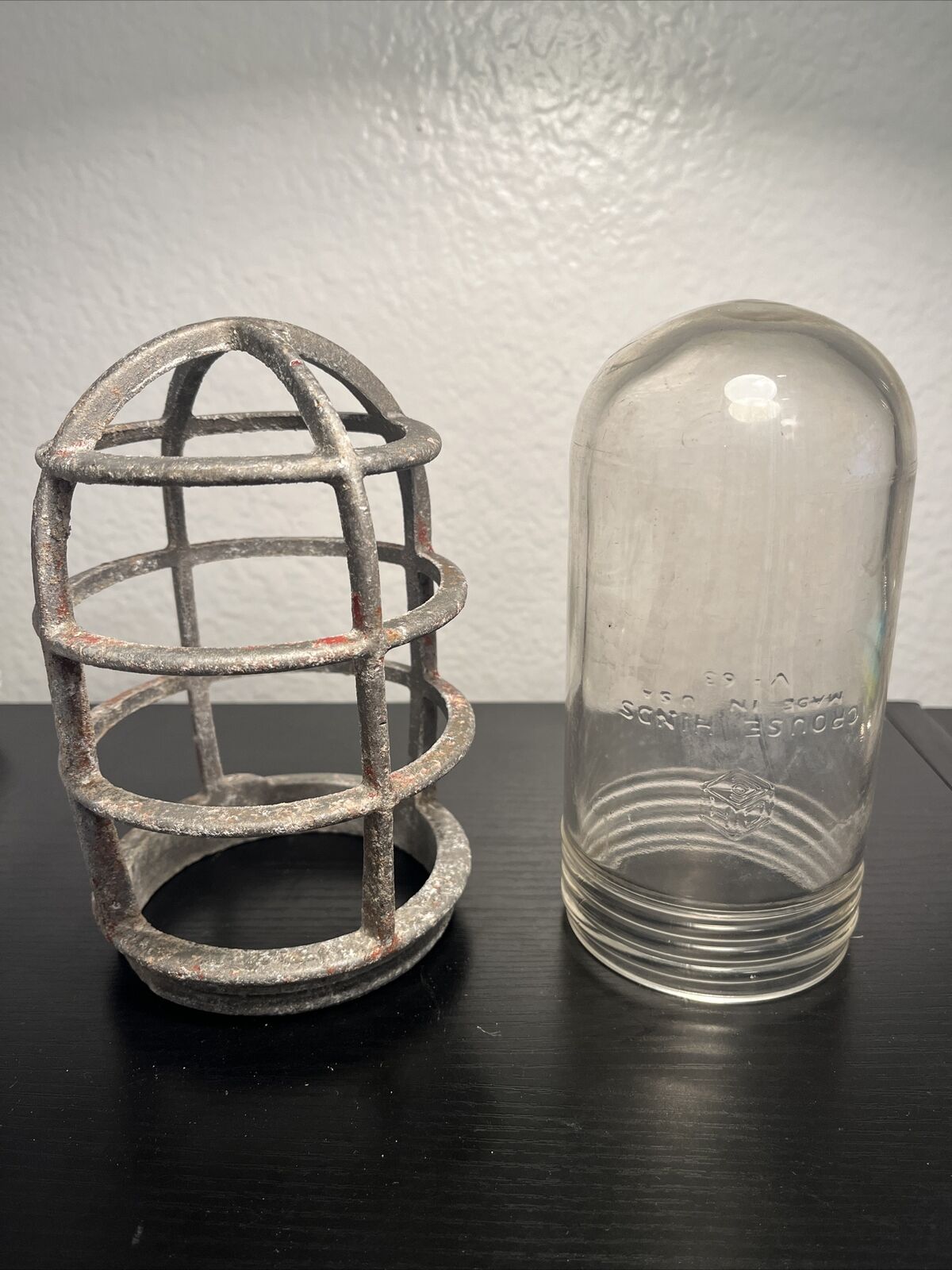VINTAGE ANTIQUE CROUSE HINDS EXPLOSION PROOF GLASS & CAGE (glass V-63 Cage V911)