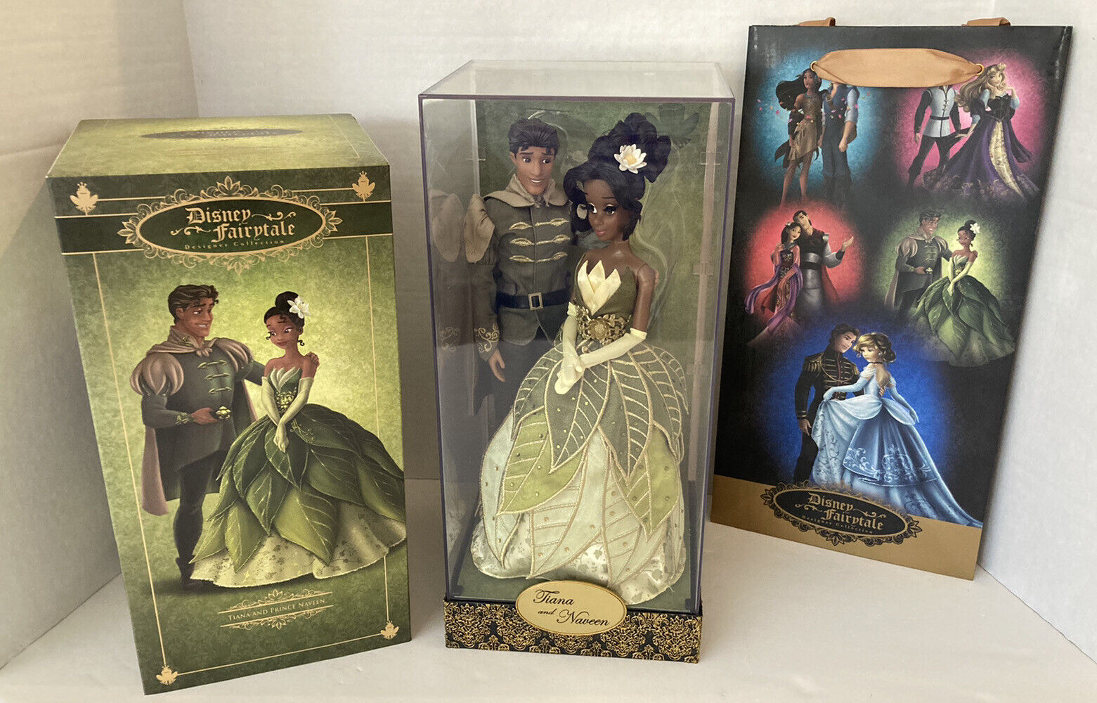 NIB Disney Store Fairytale Designer Limited Edition Tiana & Naveen Doll Set