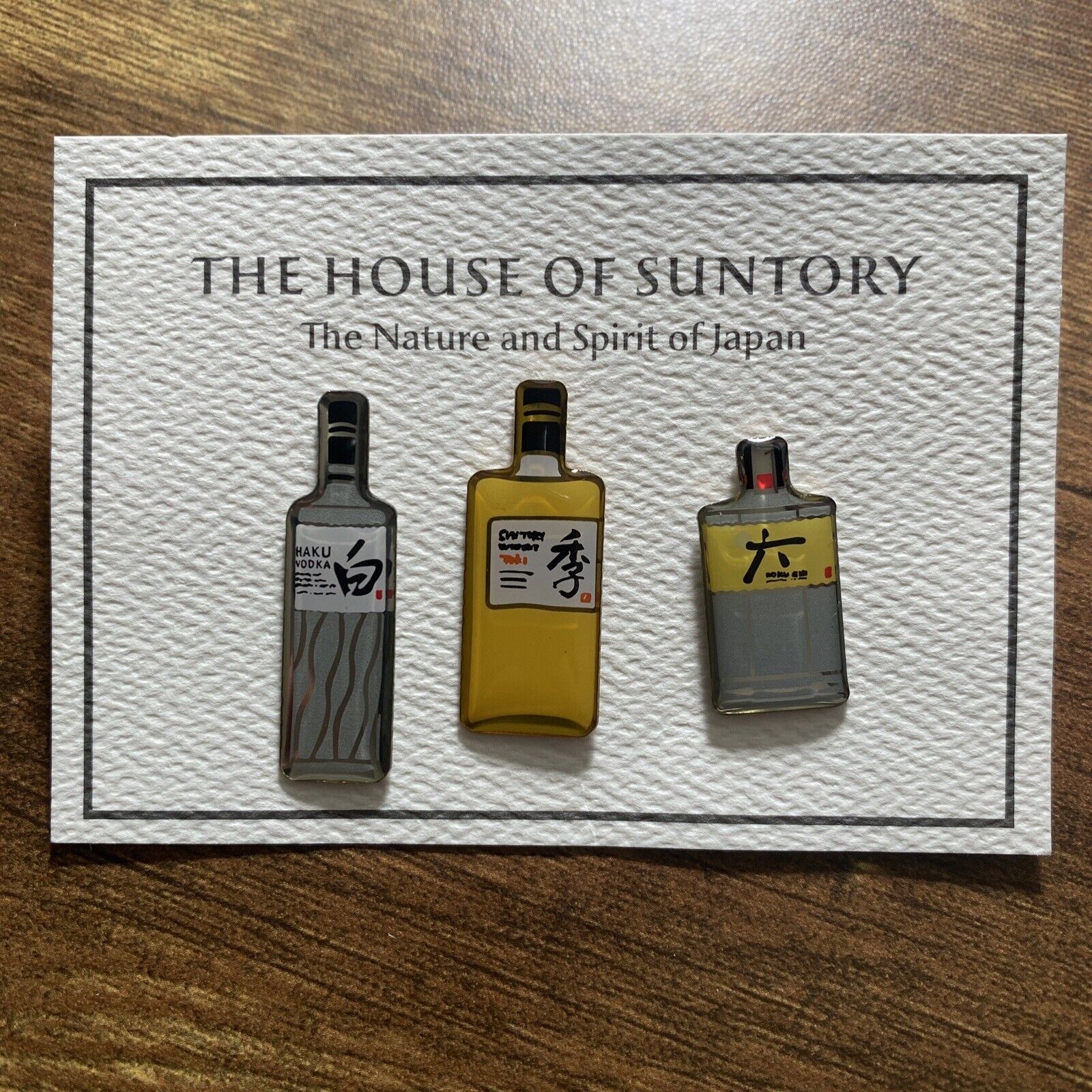 House of Suntory Japanese Whisky Enamel Lapel Pins -Rare - Haku, Suntory, Roku